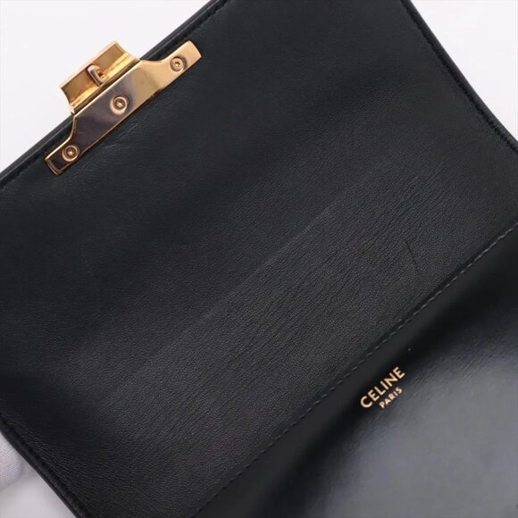 AUTHENTIC Celine Triomphe teen Leather crossbody Shoulder bag Black - Picture 7 of 11